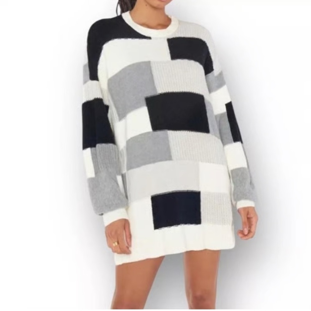 Show Me Your Mumu Ember Tunic Sweater in the Uneven Patchwork Knit